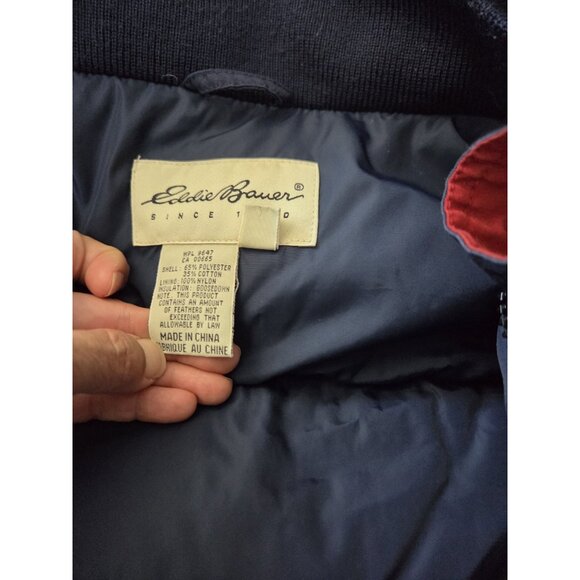 Eddie Bauer Goose Down Mens XL Ridgeline Puffer Jacket Red Hooded Parka - Picture 9 of 14